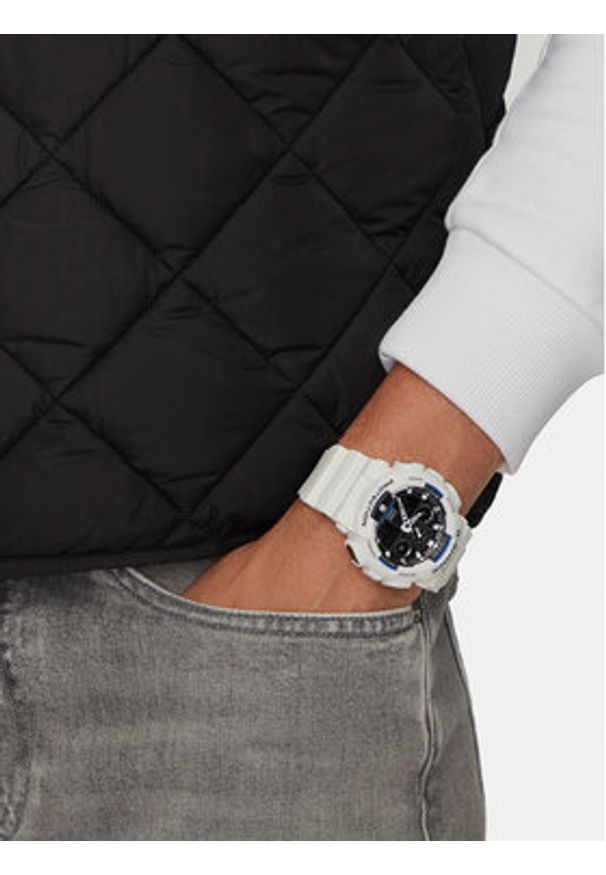 G-Shock Zegarek GA-100B-7AER Biały. Kolor: biały. Materiał: syntetyk
