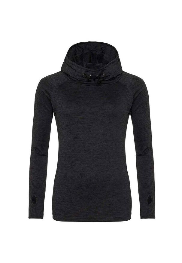 JUST COOL - Koszulka Damska Z Dekoltem W Szpic. Kolor: czarny. Długość rękawa: długi rękaw