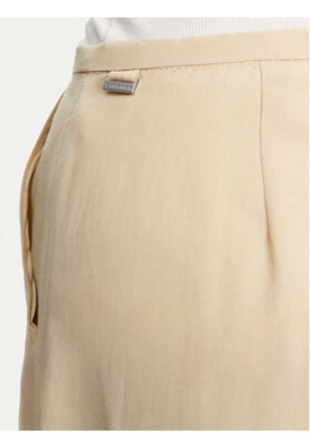 Calvin Klein Spodnie materiałowe K20K208168 Beżowy Wide Leg. Kolor: beżowy. Materiał: bawełna