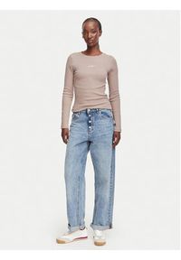 Guess Jeans Bluzka W6YP14 K3821 Beżowy Slim Fit. Kolor: beżowy. Materiał: bawełna #5