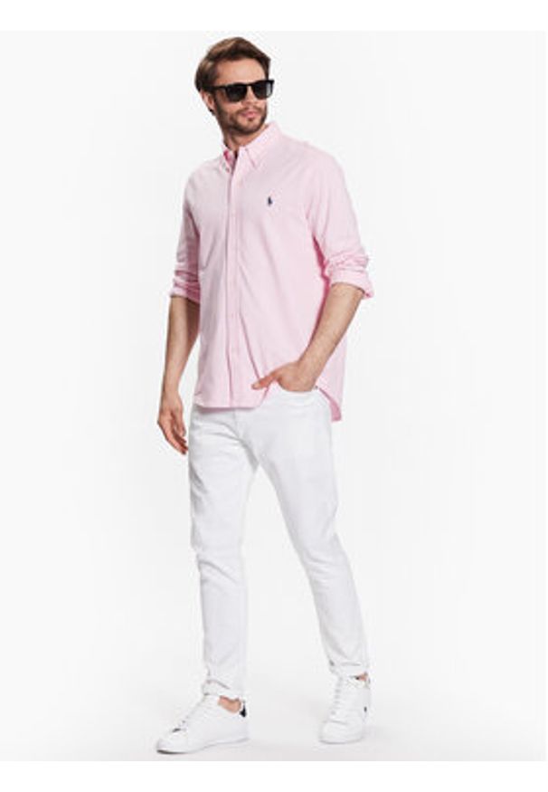 Polo Ralph Lauren Koszula 710654408101 Różowy Slim Fit. Typ kołnierza: polo. Kolor: różowy. Materiał: bawełna