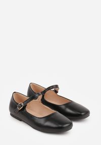 Born2be - Czarne Eleganckie Balerinki z Paskiem z Klamerką i Kwadratowym Noskiem Brilea. Okazja: na co dzień, na uczelnię. Zapięcie: pasek. Kolor: czarny. Materiał: jeans. Styl: elegancki #4