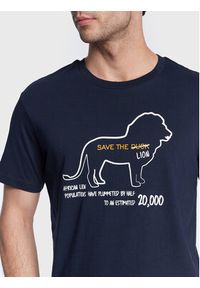 Save The Duck T-Shirt DT1008M PESY15 Granatowy Regular Fit. Kolor: niebieski. Materiał: bawełna