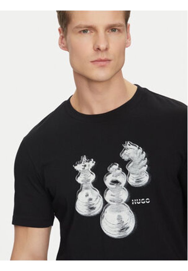 Hugo - HUGO T-Shirt Dischach 50532918 Czarny Regular Fit. Kolor: czarny. Materiał: bawełna