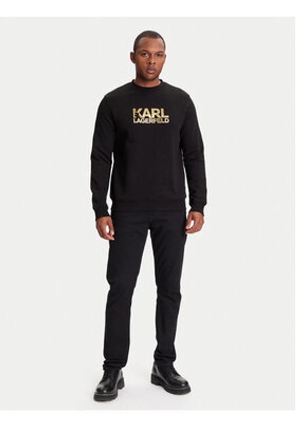 Karl Lagerfeld - KARL LAGERFELD Bluza 705091 553917 Czarny Regular Fit. Typ kołnierza: dekolt w karo. Kolor: czarny. Materiał: bawełna
