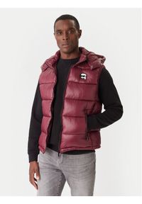 Karl Lagerfeld - KARL LAGERFELD Kamizelka 505023 554590 Bordowy Regular Fit. Typ kołnierza: dekolt w karo. Kolor: czerwony. Materiał: syntetyk #1