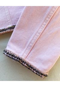 SELF PORTRAIT - Różowa kurtka jeansowa. Kolor: fioletowy, różowy, wielokolorowy. Materiał: jeans. Wzór: aplikacja