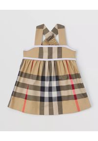BURBERRY CHILDREN - Sukienka w kratę 0-2 lat. Kolor: brązowy. Materiał: bawełna. Sezon: lato. Typ sukienki: rozkloszowane