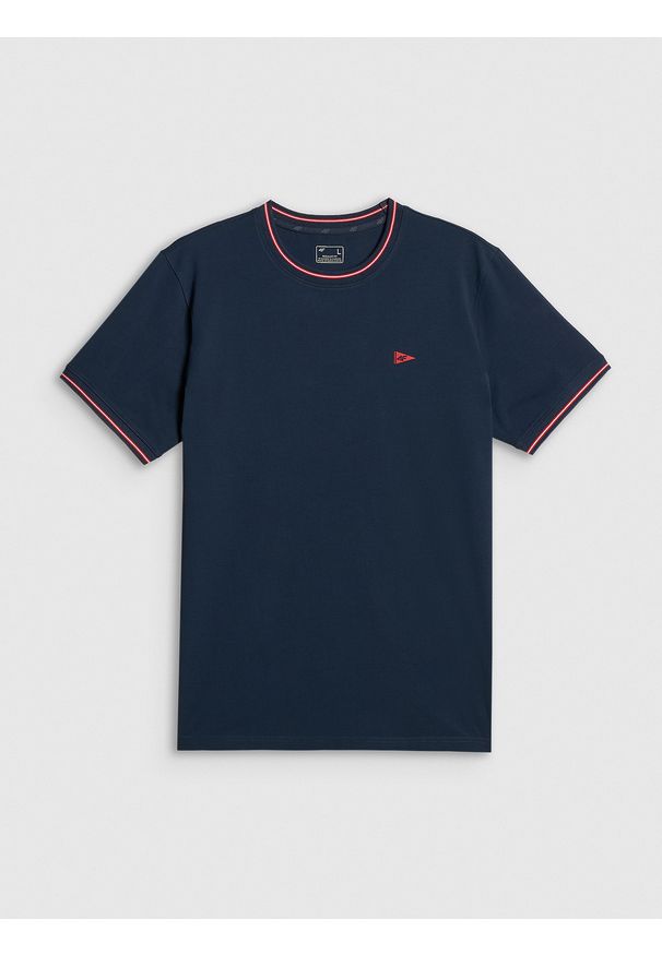 4f - 4F T-shirt regular gładki męski - granatowy XXL. Okazja: na co dzień. Kolor: niebieski. Materiał: bawełna, dzianina. Wzór: gładki. Styl: casual
