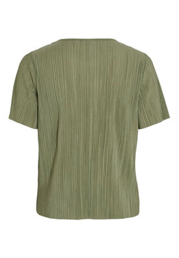 Vila T-Shirt Plisa 14089481 Zielony Regular Fit. Kolor: zielony. Materiał: wiskoza