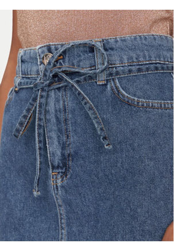 Marella Spódnica jeansowa 2515101021200 Granatowy Regular Fit. Kolor: niebieski. Materiał: bawełna