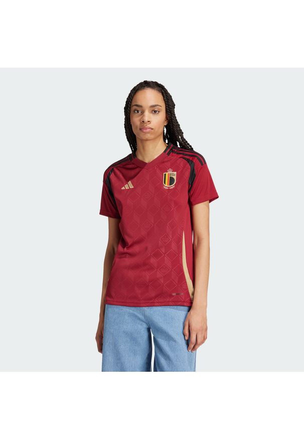 Adidas - Koszulka Belgium 24 Home. Kolor: czerwony, wielokolorowy, brązowy. Materiał: materiał