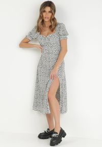 Born2be - Biała Sukienka Aquineva. Kolor: biały. Wzór: kwiaty. Długość: midi #5