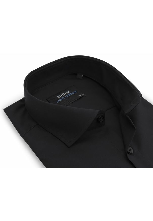 Mmer / Villaro - Koszule męskie - Czarna koszula męska z wodoodpornej tkaniny C308. Kolor: czarny. Materiał: tkanina. Długość: długie. Styl: klasyczny