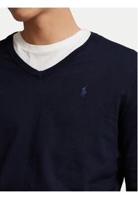 Polo Ralph Lauren Sweter Ls Sf Vn Pp 710670789004 Granatowy Slim Fit. Typ kołnierza: polo. Kolor: niebieski. Materiał: bawełna #11