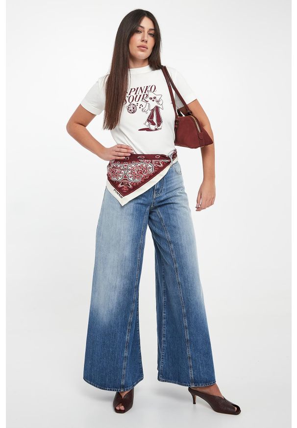 Pinko - T-shirt damski z grafiką Trapani PINKO