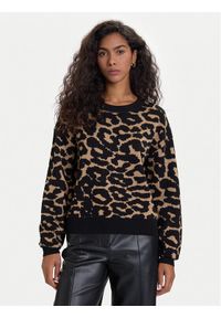 Vero Moda Sweter Siljeanimal 10330808 Brązowy Regular Fit. Kolor: brązowy. Materiał: wiskoza