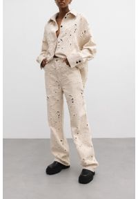 Marsala - Spodnie z surowej tkaniny w kolorze BEŻOWYM - TREND-S. Kolor: beżowy. Materiał: tkanina. Długość: długie. Sezon: lato #1