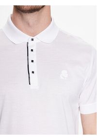 Karl Lagerfeld - KARL LAGERFELD Polo 745001 532200 Biały Regular Fit. Typ kołnierza: polo. Kolor: biały. Materiał: bawełna #4