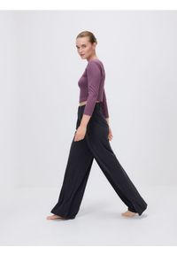 Reserved - Spodnie wide leg - granatowy. Kolor: niebieski