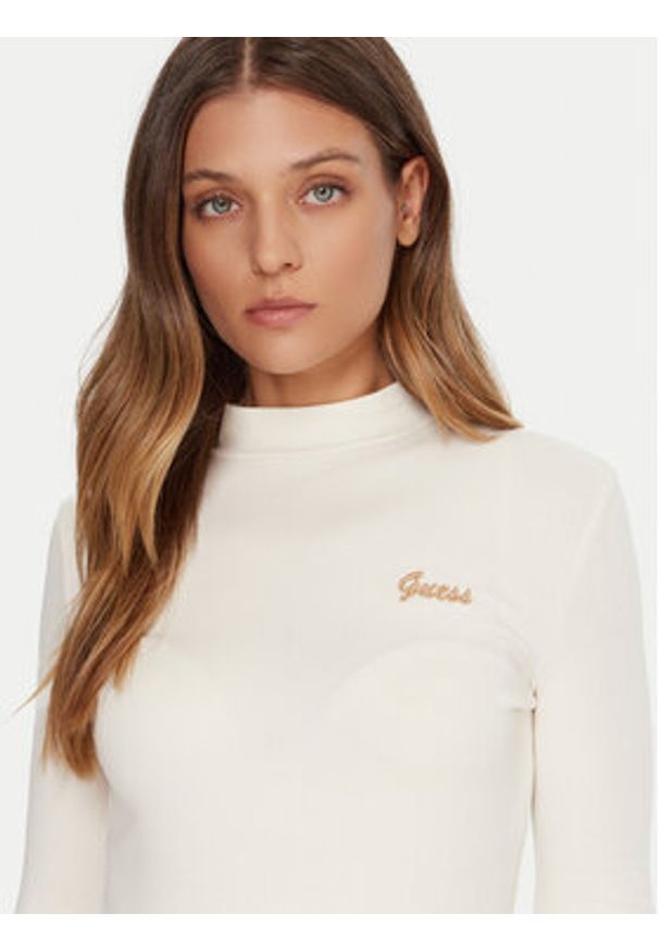 Guess Bluzka V5BP10 KCBF1 Écru Slim Fit. Materiał: bawełna