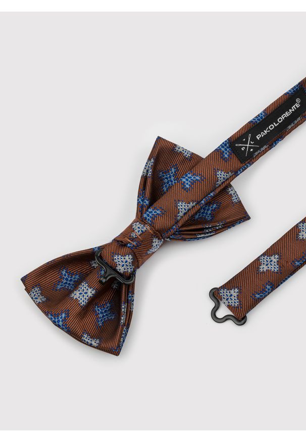 Pako Lorente - PAKO LORENTE – Brązowa wzorzysta mucha męska. Kolor: brązowy. Materiał: poliester. Styl: elegancki