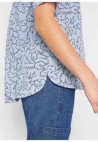 bonprix - Bluzka tunikowa. Kolor: niebieski. Wzór: nadruk #2