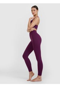 4f - 4F Legginsy do jogi i pilatesu bezszwowe damskie - fioletowe XS/S. Stan: podwyższony. Kolor: fioletowy. Materiał: syntetyk, włókno, materiał, dzianina. Wzór: gładki, ze splotem. Sport: joga i pilates