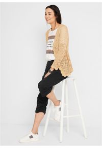 bonprix - Spodnie rybaczki z wygodnym paskiem i marszczeniem. Kolor: czarny #3