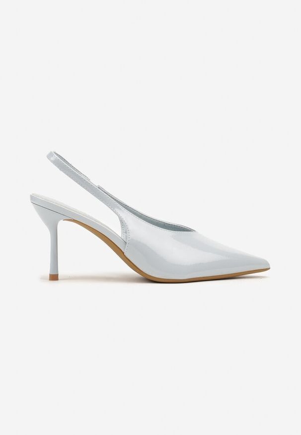 Renee - Niebieskie Lakierowane Sandały na Szpilce Typu Slingback Addoxie. Okazja: na spacer, na co dzień. Kolor: niebieski. Materiał: lakier. Obcas: na szpilce. Styl: elegancki, casual. Wysokość obcasa: średni