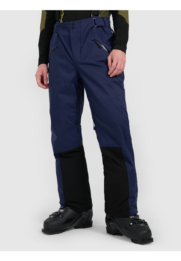 4f - 4F Spodnie narciarskie z szelkami membrana Dermizax 20000 męskie - granatowe XXL. Kolor: niebieski. Materiał: materiał. Technologia: Dermizax. Sezon: zima. Sport: narciarstwo