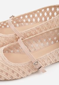 Born2be - Różowe Balerinki Ozdobione Ażurowym Motywem i Paskiem Nonaniassi. Okazja: na co dzień. Zapięcie: pasek. Kolor: różowy. Materiał: jeans. Wzór: ażurowy, aplikacja. Styl: casual, elegancki #8