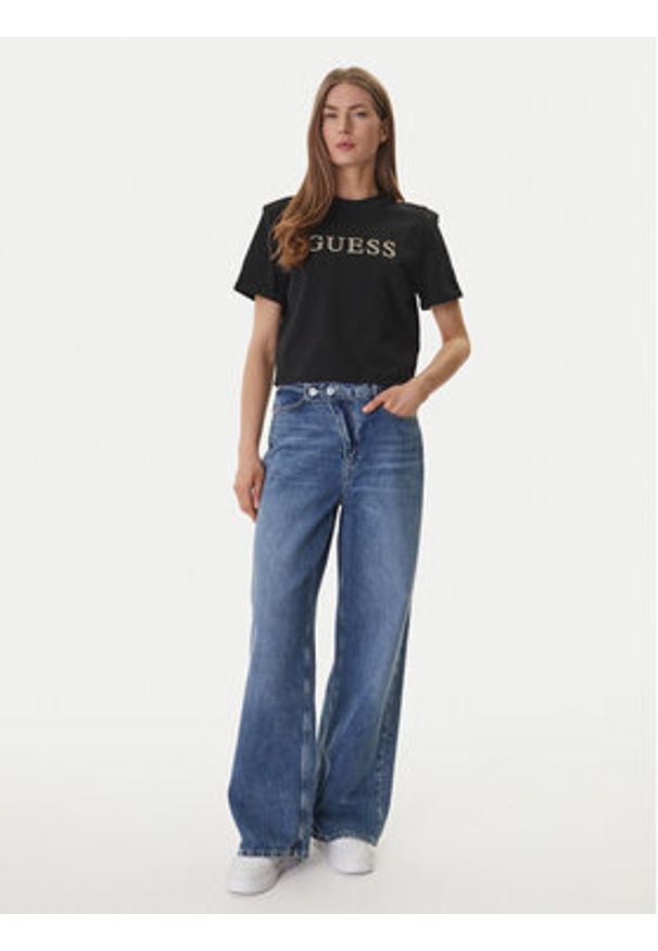 Guess T-Shirt W6GI06 K3018 Czarny Relaxed Fit. Kolor: czarny. Materiał: bawełna