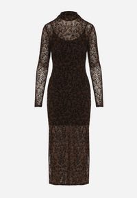 Born2be - Brązowa Dopasowana Sukienka Koktajlowa z Wiskozą z Welurowym Wzorem Kwiatów Alerre. Okazja: na co dzień. Kolor: brązowy. Materiał: welur, wiskoza. Długość rękawa: na ramiączkach. Wzór: kwiaty. Styl: wizytowy #6