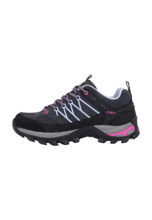 Buty trekkingowe damskie CMP Rigel Low. Zapięcie: sznurówki. Kolor: czarny, różowy, wielokolorowy. Materiał: syntetyk, skóra, materiał. Szerokość cholewki: normalna