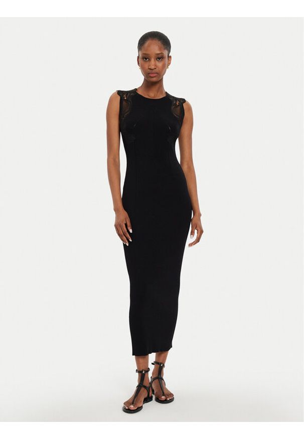 TwinSet - TWINSET Sukienka dzianinowa 242TP3190 Czarny Slim Fit. Kolor: czarny. Materiał: syntetyk, wiskoza
