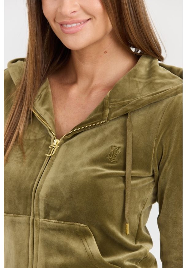 Juicy Couture - JUICY COUTURE Damska zielona bluza Robertson Gold. Okazja: na co dzień. Kolor: zielony. Materiał: elastan, poliester, materiał. Długość rękawa: długi rękaw. Długość: długie. Styl: casual