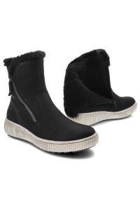 Czarne Botki Rieker Ocieplane Buty Damskie. Okazja: na co dzień, na spacer. Kolor: czarny. Materiał: syntetyk, materiał. Sezon: zima, jesień. Styl: casual, klasyczny, elegancki #4