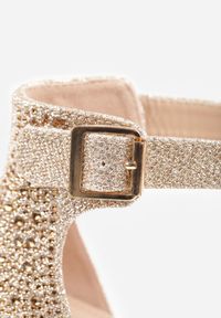 Renee - Złote Szpilki Vices z Drobnymi Cyrkoniami i Skórzaną Wkładką Vortinia. Okazja: na karnawał. Kolor: złoty. Materiał: skóra. Sezon: wiosna, lato. Obcas: na szpilce #2