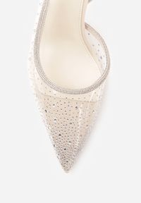 Born2be - Beżowe Transparentne Szpilki z Odkrytą Piętą Ozdobione Cyrkoniami Krisqirelle. Okazja: na co dzień, na spotkanie biznesowe. Kolor: beżowy. Wzór: aplikacja. Obcas: na szpilce. Styl: klasyczny, casual, biznesowy, elegancki #9