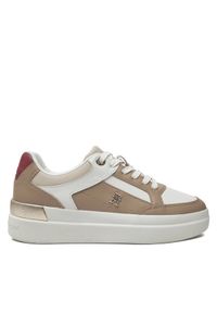 TOMMY HILFIGER - Tommy Hilfiger Sneakersy Lux Hardware Court Sneaker FW0FW07997 Khaki. Kolor: brązowy. Materiał: skóra