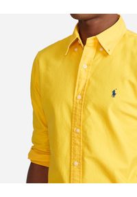 Ralph Lauren - RALPH LAUREN - Żółta koszula z haftowanym logo Slim Fit. Typ kołnierza: polo. Kolor: żółty. Materiał: bawełna. Długość rękawa: długi rękaw. Długość: długie. Wzór: haft #3