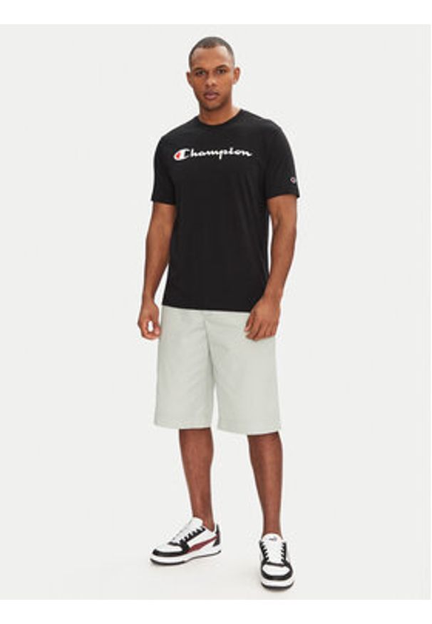 Champion T-Shirt 220256 Czarny Standard Fit. Kolor: czarny. Materiał: bawełna