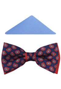 Modini - Granatowo-czerwona mucha w czerwony paisley A194. Kolor: wielokolorowy, czerwony, niebieski. Materiał: poliester, tkanina. Wzór: paisley. Styl: elegancki #1