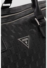 Guess - GUESS Сzarna torba podróżna Torino Duffle. Kolor: czarny. Materiał: materiał #6