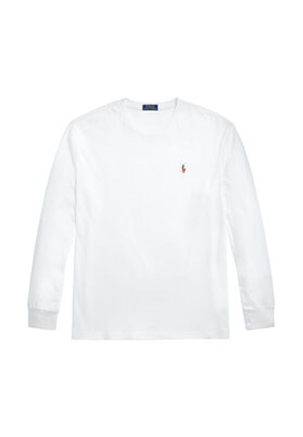 Polo Ralph Lauren Longsleeve 710760121 Biały Slim Fit. Typ kołnierza: polo. Kolor: biały. Materiał: bawełna. Długość rękawa: długi rękaw