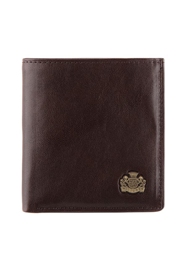 Wittchen - Damski portfel skórzany z herbem na zatrzask brązowy. Kolor: brązowy. Materiał: skóra