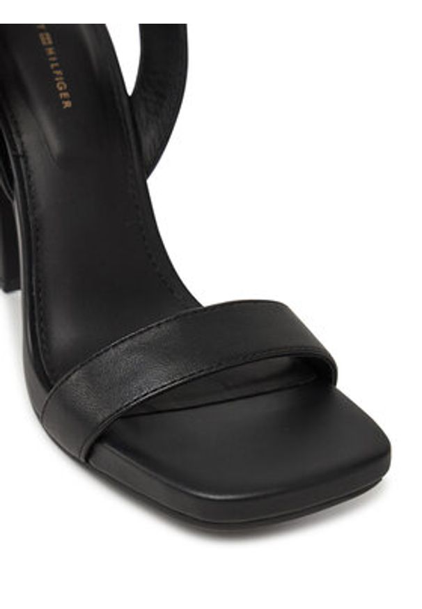 TOMMY HILFIGER - Tommy Hilfiger Sandały High Heel Leather Sandal FW0FW08534 Czarny. Kolor: czarny. Materiał: skóra