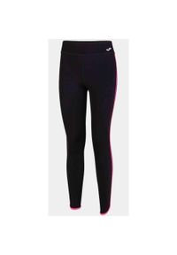 Długie legginsy damskie Joma Combi Torneo, czarne/geranium pink, roz. L. Kolor: czarny, różowy, wielokolorowy. Długość: długie