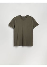 Reserved - Bawełniany t-shirt slim fit - jasnozielony. Kolor: zielony. Materiał: bawełna #1